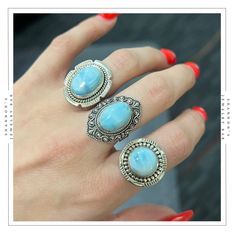 **PLEASE READ THE SHOP ANNOUNCEMENT FOR STORE POLICY ** *IF YOU ARE WANTING A CUSTOM ORDER/CUSTOM CHANGES OR ANYTHING ADDED WE CAN DO THAT, JUST SEND US A MESSAGE PRIOR TO PURCHASING AND WE CAN MAKE YOU A CUSTOM LISTING* -925 Sterling Silver, Genuine Gemstones, Handcrafted Rings. -All 925 Jewelry pieces come with a polishing cloth. Since these rings are handcrafted, slight variations may vary between rings. We have multiples in some options but be aware that colors and sizes may differ slightly. Bohemian Silver Larimar Jewelry, Turquoise Larimar Ring In Silver, Rings Western, Handmade Silver Rings, Rings Gemstone, Handcrafted Rings, Western Jewelry, Southwestern Style, 925 Jewelry