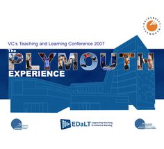 the plymouth experience brochure with images of people in blue and white