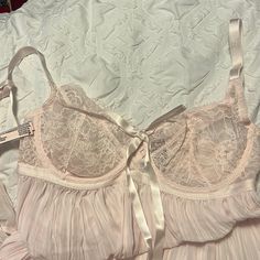 Brand New Sexy Teddy From Victoria Secret ( Gown + Undergarments ) Size Xl Feminine Pink Sheer Bra, Victoria's Secret Coquette Sleepwear, Victoria's Secret Elegant Sleepwear With Built-in Bra, Elegant Victoria's Secret Sleepwear With Built-in Bra, Victoria's Secret Feminine Sleepwear With Built-in Bra, Feminine Underwire Sleepwear For Loungewear, Feminine Sleepwear With Built-in Underwire Bra, Princesscore Fashion, Chiffon Cami Tops