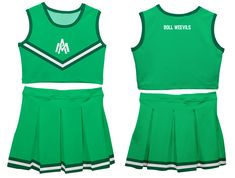 Let your daughter look cool in her new team spirit two-piece Cheer Cheerleader Set. Let her play, enjoy the games, cheer loudly and proudly with her University of Arkansas Monticello Boll Weevils gear by Vive La Fete.Celebrate and cheer on game day with our classic design University of Arkansas Monticello Boll Weevils Green cheerleader set with pleated skirt and elastic waistband. Officially Licensed product sold by Vive La Fete.This awesome graphics, fun and game day cheerleader set features of Fitted Sleeveless Team Spirit Tops, Fitted Sleeveless Top For Team Spirit, Fitted Cheerleading Top, Fitted Tops With Team Name For Cheerleading, Fitted Team Name Tops For Cheerleading, Collegiate Sleeveless Tops For Cheerleading, Fitted Tops For Cheerleading With School Spirit, Fitted Sleeveless Tops For Cheerleading, Sleeveless Cotton Top With Team Logo