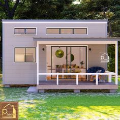 a small house with a porch and covered patio