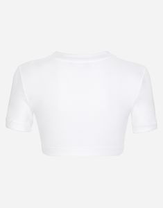 Cropped cotton jersey T-shirt with DG lettering: White Round neck Short sleeves Form fitting The piece measures 32 cm from the center back on a size IT 40 The model is 175 cm tall and wears a size IT 40 Made in Italy Fitted Cotton White Tops, White Fitted Cropped T-shirt With Short Sleeves, White Fitted Cotton Short Sleeve Top, White Fitted Short Sleeve Cotton Top, Fitted White Cotton Short Sleeve Top, Fitted Short Sleeve White Cotton Top, Fitted White Short Sleeve Cotton Top, Fitted White Cotton Cropped T-shirt, Fitted White Cropped Cotton T-shirt