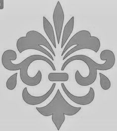 a gray and white wallpaper with an ornate design on it's side, in the shape of a floret