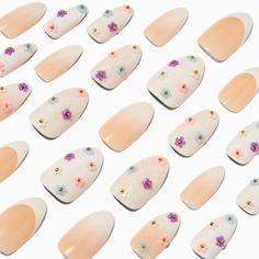 Claire's 3D Pastel Flower White Stiletto Vegan Faux Nail Set - 24 Pack Faux Nails, White Stilettos, Piercing Kit, Flower White, Fashionable Jewelry, Pastel Flowers, Spring Inspiration, Nail Glue, Nail Shapes