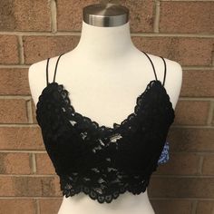 Nwt Free People Bralettes Celine Velvet Lace In Black Adjustable Straps Spring Lace Bra For Night Out, Lace Bra For Night Out In Summer, Black Lace Summer Bra, Black Lace Bra For Summer, Black Lace Bra For Spring, Burgundy Bra, Small Bra, White Lace Bralette, Free People Bralette