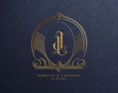 an elegant logo for a law firm, featuring the initials j and l in gold