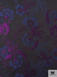 Ornate Floral and Leaf Brocade - Purple/Navy/Black | FABRICS & FABRICS – Fabrics & Fabrics Purple Fabric Pattern, Dark Home Aesthetic, Black Fabrics, Black Upholstery Fabric, Great Backgrounds, Dark Blue Background, Purple Pattern, Purple Fabric, Navy And Brown