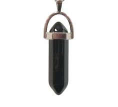 Black Agate Bullet Point Necklace - Sacred Crystals Chains and Necklaces Emerald Eyes, Buy Crystals, Black Agate, Copper Metal, Root Chakra, Mortar And Pestle, Crystal Gifts, Ring Collections, Ring Bracelet