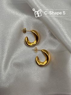 Set of 9 Pairs 14k Gold Plated Stainless Steel Hoop Earrings Croissant Earring - Etsy Vietnam Everyday Stainless Steel Tarnish Resistant Hoop Earrings, Trendy Stainless Steel Hoop Earrings For Everyday, Trendy Stainless Steel Huggie Hoop Earrings, Chunky Hoop Earrings, Jewelry Care Instructions, Jewelry Earrings Hoops, V Shape, Jewelry Care, Little Gifts