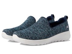 SKECHERS Performance Go Walk Joy - Everly - Women's Shoes : Navy/Multi : Step in lightweight comfort wearing the SKECHERS Performance Go Walk Joy - Everly sneakers. Soft two-tone mesh knit upper. Skechers Air-Cooled Goga Mat breathable insole with high-rebound cushioning. Ortholite comfort foam insole layer adds long-term cushioning and high-level breathability. Innovative 5GEN cushioned midsole. Slip-on style. Skechers logo detail. Flexible traction outsole. Imported. Measurements: Weight: 6.5 Casual Walking Shoes With Gel Cushioning For Light Exercise, Casual Nylon Walking Shoes With Breathable Mesh, Comfortable Breathable Slip-on Sneakers For Sports, Comfortable Breathable Fabric Slip-on Sneakers For Sports, Comfortable Mesh Walking Shoes For Light Exercise, Comfortable Breathable Nylon Sneakers, Comfortable Mesh Walking Shoes For Exercise, Comfortable Athletic Fit Running Shoes For Light Exercise, Comfortable Slip-on Athletic Fit Running Shoes