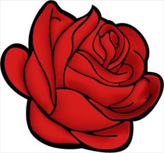 a drawing of a red rose flower on a white background with the petals slightly open