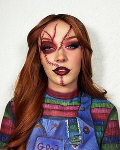 Easy Chucky Costume, Facepainting Halloween, Halloween Makeup Sugar Skull, Chucky Costume, High Coverage Concealer, Bright Palette, Mink Eyelash Extensions