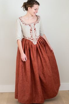 Colonial Costume, Hand Embroidered, 18th Century Gown, American Revolution, 18th Century Colonial Gown Size 4 - Etsy 18th Century Fashion Peasant, 1770s Fashion, Colonial Costume, 18th Century Dresses, 18th Century Gown, Polish Clothing, Rococo Dress, Colonial Dress, 18th Century Women