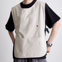 Japanese Style Lightweight Work Vest Apron Waterproof and Versatile-Beige – TOUKOKU Reversible Clothing, Fashion Show Poster, Work Vest, Restaurant Uniforms, Workwear Brands, Work Aprons, Shirt Design Inspiration, Vest Designs, Aprons Patterns