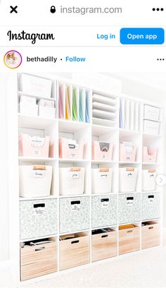 the instagram page on instagram com shows an organized shelf