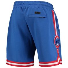 For a comfortable pair of cotton shorts that can't be beat, grab these Team shorts from Pro Standard. Featuring standout Chicago Cubs graphics on both legs, these shorts ensure your fandom will always be noticeable. Whether lounging on the couch or out and about, keep your Chicago Cubs pride fully visible with these shorts. Brand: Pro Standard Heat-sealed chenille applique with embroidered details Heat-sealed fabric applique with embroidered details Imported Inseam for Size M measures approx. 9' Blue Cotton Bottoms For Sports Events, Moisture-wicking Cotton Bottoms In Short Length, Moisture-wicking Cotton Shorts, Moisture-wicking Cotton Short Leg Bottoms, Cotton Shorts With Elastic Waistband For Sports, Cotton Bermuda Athletic Shorts, Sporty Cotton Shorts For Sports Events, Athleisure Cotton Bermuda Athletic Shorts, Athleisure Bermuda Cotton Shorts