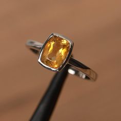 citrine engagement ring natural citrine ring cushion cut yellow gemstone sterling silver gifts Citrine Rings, Citrine Engagement Ring, Yellow Citrine Ring, Citrine Ring Engagement, Elegant Rings, Pink Morganite Engagement Ring, Green Amethyst Ring, Ring Cushion, Yellow Rings