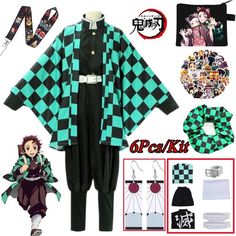 Demon Slayer Halloween Costume, Kimono Uniform, Clothes Uniform, Black Bandage Dress, Halloween Clothes, Male Kimono, Anime Clothes, Demon Slayer Kimetsu No Yaiba, Boy Costumes