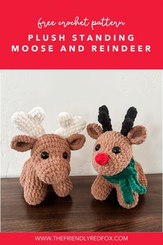 Free Chubby Moose and Reindeer Crochet Pattern - Reindeer Crochet Pattern, Crochet Moose, Christmas Crochet Ideas, Reindeer Crochet, Crochet Christmas Trees Pattern, Crochet Deer