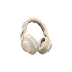 a pair of white headphones on a white background