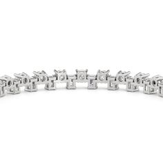 Fine jewelry with a bit of an attitude and bold flair. The classic tennis bracelet's silhouette gets an update with this piece's up-down gemstone arrangement. One row features emerald cut diamonds, while the other has round diamonds. Infinity Pendant, Fancy Color Diamonds, Emerald Cut Diamonds, Gold Platinum, Tennis Bracelet, Three Stone, Lab Diamonds, Custom Rings, Emerald Cut