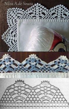 two pictures showing different types of crocheted lace