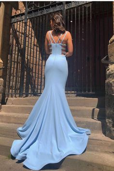 Elegant Light Blue Mermaid Dress For Prom Season, Elegant Light Blue Mermaid Dress For Prom, Elegant Light Blue Mermaid Hem Dress, Light Blue Evening Dress With Mermaid Hem, Elegant Fitted Light Blue Mermaid Dress, Light Blue Mermaid Hem Evening Dress For Party, Light Blue Evening Dress With Fitted Bodice For Prom, Light Blue Fitted Bodice Evening Dress For Prom, Light Blue Fitted Evening Dress For Prom