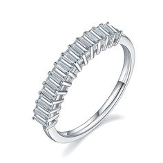 1ct Emerald Cut Moissanite Half Eternity Ring - Premium Jewelry from Dazzling Delights - Just $149.95! Shop now at Dazzling Delights Half Eternity Wedding Band, Emerald Cut Moissanite, Half Eternity Ring, Eternity Wedding Band, Emerald Cut Diamonds, Moissanite Ring, Moissanite Rings, Types Of Rings, Moissanite Diamonds