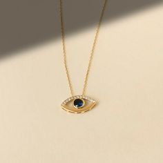 14k Diamond Evil Eye Necklace Sapphire Necklace for Women - Etsy Diamond Evil Eye Jewelry Gift, Evil Eye Diamond Jewelry As Gift, Evil Eye Diamond Jewelry Gift, Spiritual Sterling Silver Necklace With Diamond Eyes, Yellow Gold Jewelry With Diamond Eyes For Gifts, Luxury Evil Eye Necklace Gift, Fine Jewelry Necklace With Diamond Eyes For Gift, Fine Jewelry Necklaces With Diamond Eyes For Gifts, White Gold Evil Eye Necklace Gift