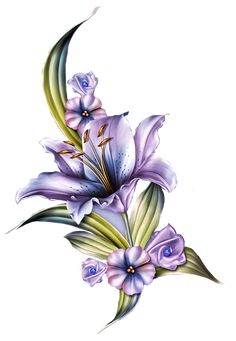 a painting of purple flowers on a white background