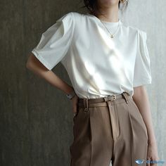 OrcaJump - Elegant Short Sleeve Blouse Millennials Generation, Short Sleeve Blouse, High Waisted Skirt, Sleeve Blouse, Long Sleeve Blouse, Women's Top, Beauty