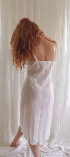 Vintage cotton slip features adjustable straps. Best suited for sizes xsmall-medium Leslie is 5'3" and a size 4 Slip Top, Cotton Slip, Silk Slip Dress, Silk Slip, Vintage Cotton, Night Gown, Adjustable Straps, Slip Dress, Size 4