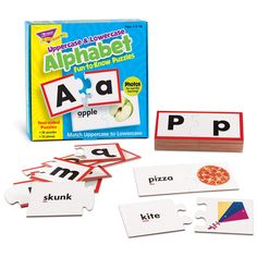 an alphabet flash card game with matching cards