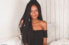 Long Box Braids Hairstyles, Red Box Braids, Braids Black, Individual Braids, Big Box Braids