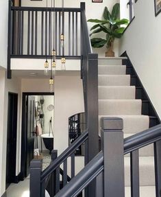 the stairs in this house are black and white