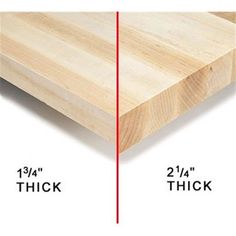 a wooden table with measurements for the top and bottom section, including two thick sides