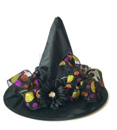 Halloween Witch Hat-Black and Polka Dot-Witch Hat-Costume-Halloween-Witch by… Witch Hats Costume, Witch History, Halloween Traditions, A Witch, Felt Fabric, Gucci Mules