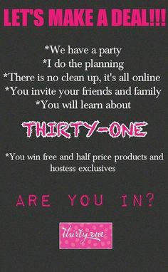 an advertisement with the words thirty - one on it's black background and pink lettering