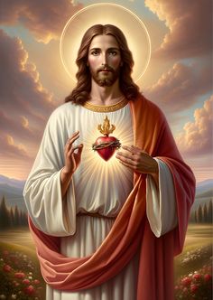 jesus holding the sacred heart in his hands