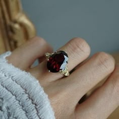 Oval Garnet Queen Victoria Diamond Ring in 14K and 18K Gold – Tippy Taste Jewelry Garnet Halo Ring, Blood Diamond Ring, Oval Garnet Ring, Red Diamond Engagement Ring, Red Engagement Rings, Ruby Rings Engagement, Garnet Ring Engagement, Ruby Jewelry Ring, Vintage Garnet Ring