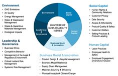 the business model is shown in blue and white