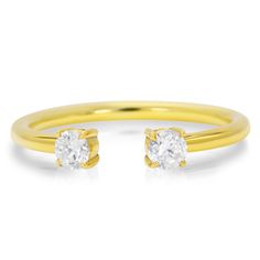 Our Claw series features an assortment of rings using 4 micro prongs & a little basket to hold each stone. Similar to the diamond-focus style of a shared prong band, the tiny prongs add vintage flair without distracting from your stones. 2 diamonds 2.5mm wide available in rose, yellow and white gold (select size and metal at checkout) Questions? Want to modify this ring? CONTACT US Nervous About Buying Jewelry Online? READ THIS Made in the USA. All sales are final. All Good Stone pieces are Space Ring, Space Rings, Curated Wedding, Buy Jewellery Online, Dream Ring, Negative Space, Diamond Band, Diamond Bands, Yellow Gold Rings