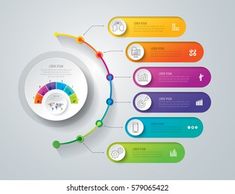 colorful info graphics with circles and arrows