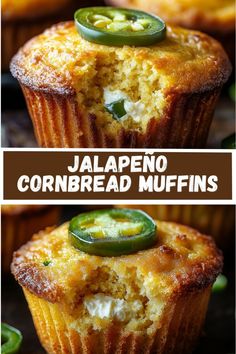 jalapeno cornbread muffins with green peppers on top