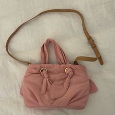 Adorable Pink Soft Nylon-Type Material Cross Body Purse With Removable Strap. Brand New Never Worn!! Pink Nylon Bag With Detachable Strap, Pink Nylon Shoulder Bag With Detachable Strap, Pink Nylon Shoulder Bag With Adjustable Strap, Pink Nylon Shoulder Bag, Pink Shoulder Bag With Detachable Strap For Travel, Chic Pink Nylon Bag, Chic Nylon Shoulder Bag With Dust Bag, Pink Nylon Shoulder Bag For Travel, Chic Pink Shoulder Bag With Double Handle