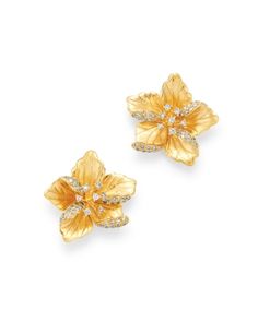 Bloomingdale's Diamond Flower Earrings in 14K Textured Yellow Gold, 0.30 ct. t.w. - 100% Exclusive Diamond Flower Earrings, Fine Jewelry Earrings, Flower Earrings Gold, Yule Ball, Princess Jewelry, Gold Girl, Yellow Jewelry, Luxury Earrings, Daisy Earrings