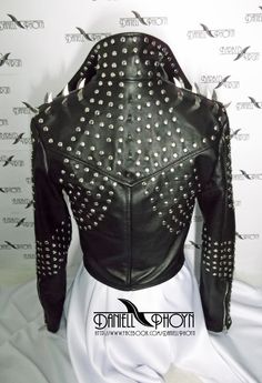 Fitted Leather Jacket With Spikes For Fall, Biker Leather Jacket With Rivets For Party, Party Biker Leather Jacket With Rivets, Biker Leather Jacket With Studs For Party, Party Biker Leather Jacket With Studs, Fitted Biker Jacket With Rivets For Party, Fitted Leather Jacket With Studs For Party, Gothic Leather Jacket With Rivets For Party, Gothic Biker Jacket With Rivets For Party