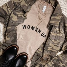 Woman Up Tee Adult Unisex Sizing Made In Usa Ships From Texas Khaki Graphic Tee With Letter Print, Khaki Crew Neck T-shirt, Dolman Shirt, Dickies Scrubs, Harley Davidson Women, Lululemon Women, Giraffe Print, Womens Tie, Tie Dye T Shirts