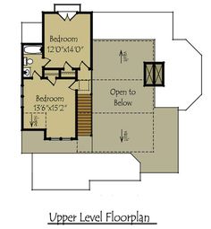 an upper level floor plan for a house