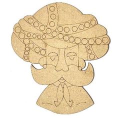 a cardboard cutout of a man with a beard and mustache, wearing a hat